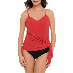 Magicsuit Womens Solid Alex Underwire Tankini Top Sunset 12 Side Tie Coral